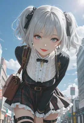 Casual Afternoon With Silver Pigtails