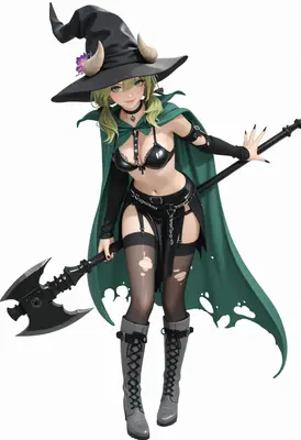 Horned Witch with Battle Axe