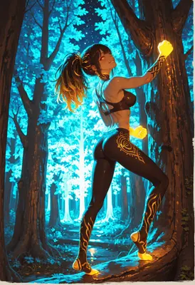 Glowing Warrior in the Enchanted Forest
