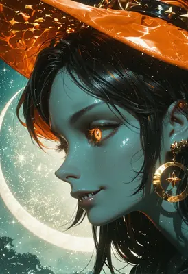 Gaze of the Celestial Halloween Witch