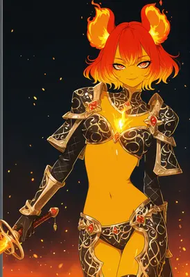 Fiery Warrior Princess in Ornate Armor
