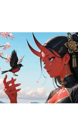 Red Oni Maiden and Small Bird