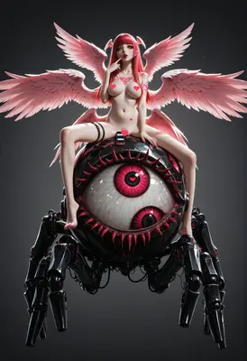 Pink Angel on Mechanical Eye Beast