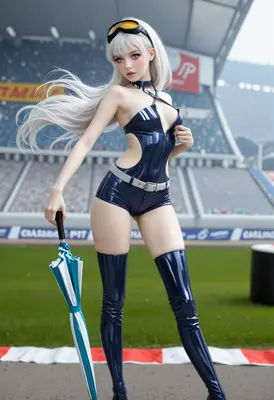 Race Queen with Silver Hair