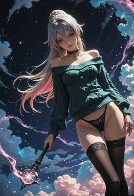Starlight Sorceress in Celestial Skies