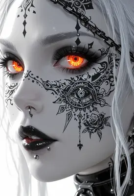 Ethereal Goth With Glowing Crimson Eyes