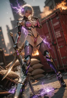 Cybernetic Warrior with Electric Blade