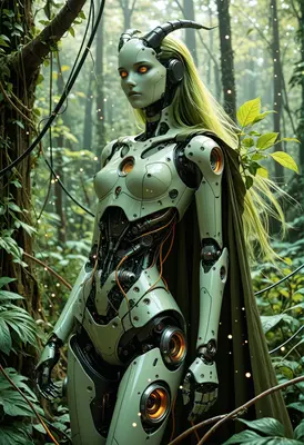 Cyborg Dryad in Enchanted Forest
