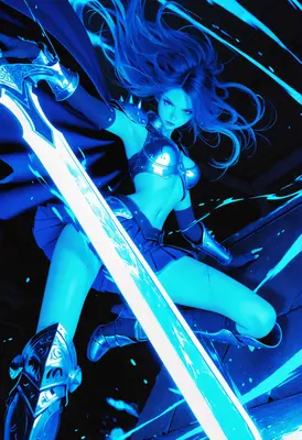 Warrior Wielding a Glowing Blue Blade