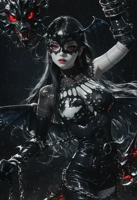 Dark Gothic Succubus with Shadow Dragon