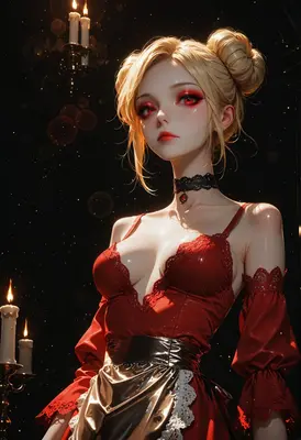 Enchanting Blonde Vampire in Red