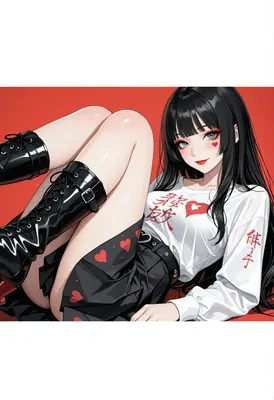 Stylish Girl in Heart Pattern Outfit