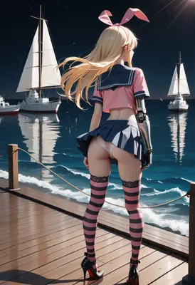 Cyborg Bunny Girl at the Pier