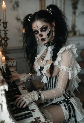 Gothic Piano Muse in Lace