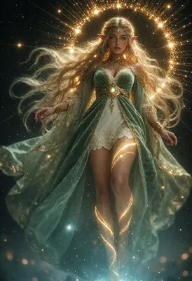 Celestial Elf Queen in Radiant Light