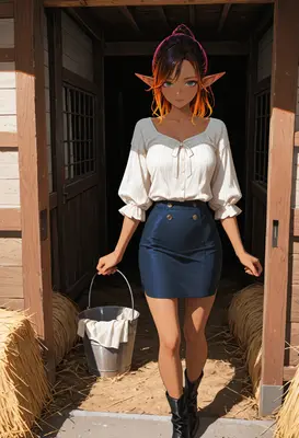 Elf Maiden Leaving the Farm Barn