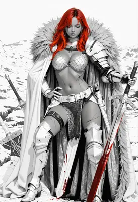 Crimson Haired Warrior in Snow