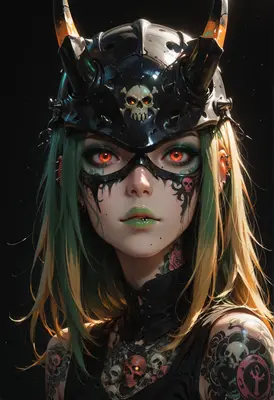 Demon Horned Cyber Punk Warrior