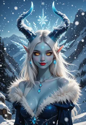 Ethereal Ice Queen with Snowy Horns
