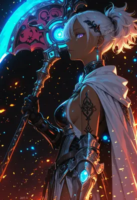 Warrior with Glowing Celestial Scythe