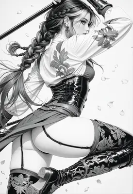 Graceful Warrior in Black and White