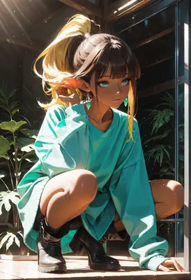 Elf Girl Resting in Greenhouse