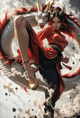 Celestial Dragon Warrior in Flight