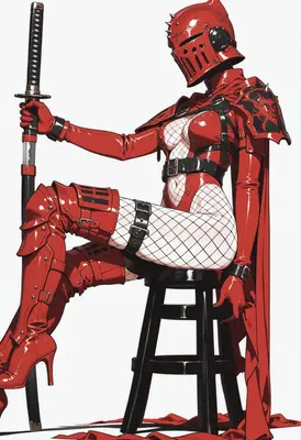 Armored Red Knight with Katana