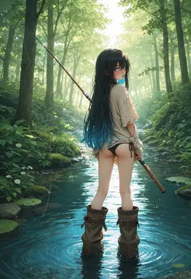 Serene Forest Stream Fishing Adventure