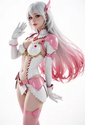 Ethereal Warrior in White and Pink