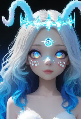 Celestial Being with Glowing Eyes