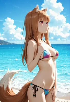 Fox Girl Enjoying Summer Beach Day