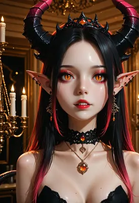 Gothic Succubus Princess with Amber Eyes