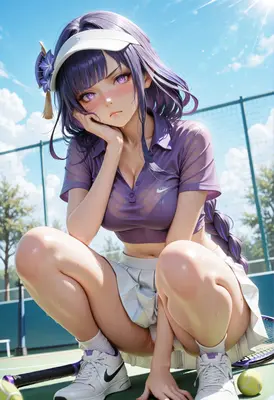 Sweaty Tennis Player Resting on Court