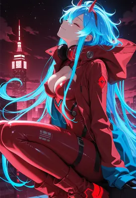 Neon Blue Hair Cyberpunk Girl
