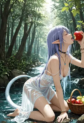 Elf Maiden Enjoying Fresh Forest Fruit