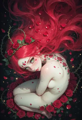 Ethereal Maiden Amidst Crimson Roses