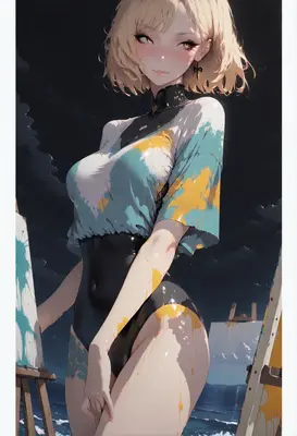 Artist Splattered in Vibrant Paint