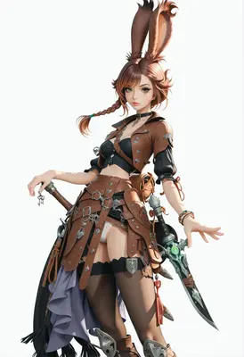 Viera Adventurer with Ornate Leather Gear