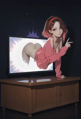 Digital Portal Girl Emerging From Screen