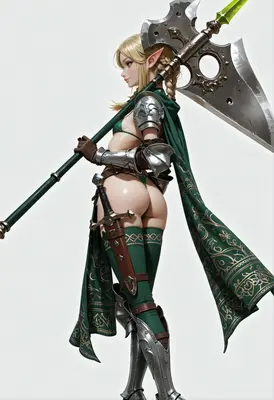 Elven Warrior with Ornate Halberd