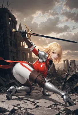 Blonde Warrior Amidst The Ruins