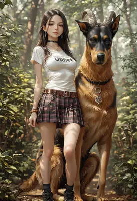 Young Woman and Her Horned Companion