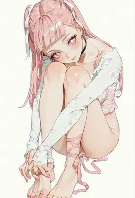 Pink Haired Girl in Floral Lace