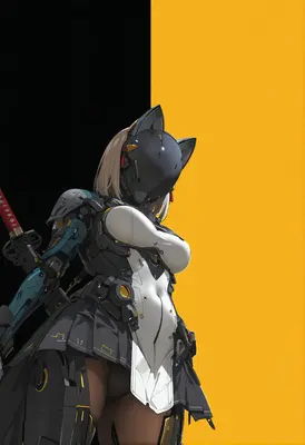 Cybernetic Cat Girl Samurai Warrior