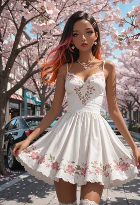 Springtime Stroll in Floral Dress