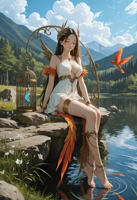 Serene Goddess by the Mountain Lake