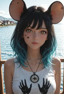 Mouse Girl by the Sparkling Sea