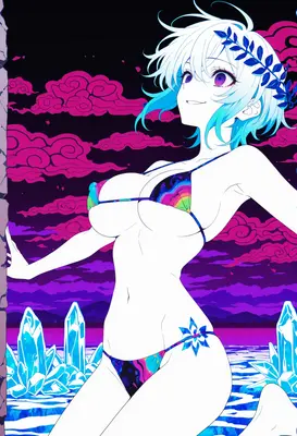 Neon Crystal Goddess in Bikini