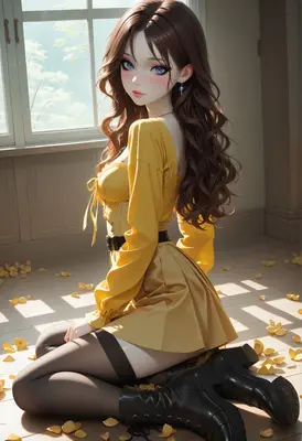 Sunlit Girl in Yellow Dress